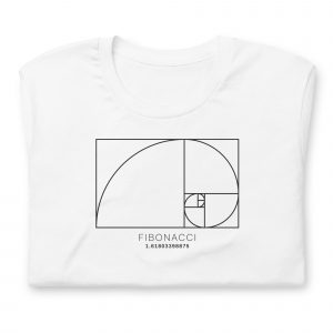 Samarreta en català blanca “Fibonacci línia” plegada