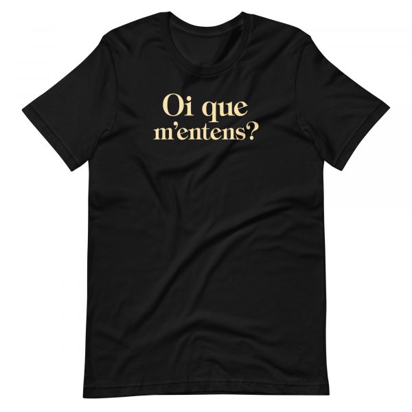 Samarreta en català negra “Oi que m’entens?”